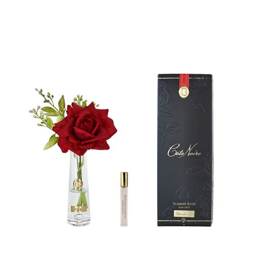 Cote Noire Summer Rose Red In Clear Glass With Gold Badge