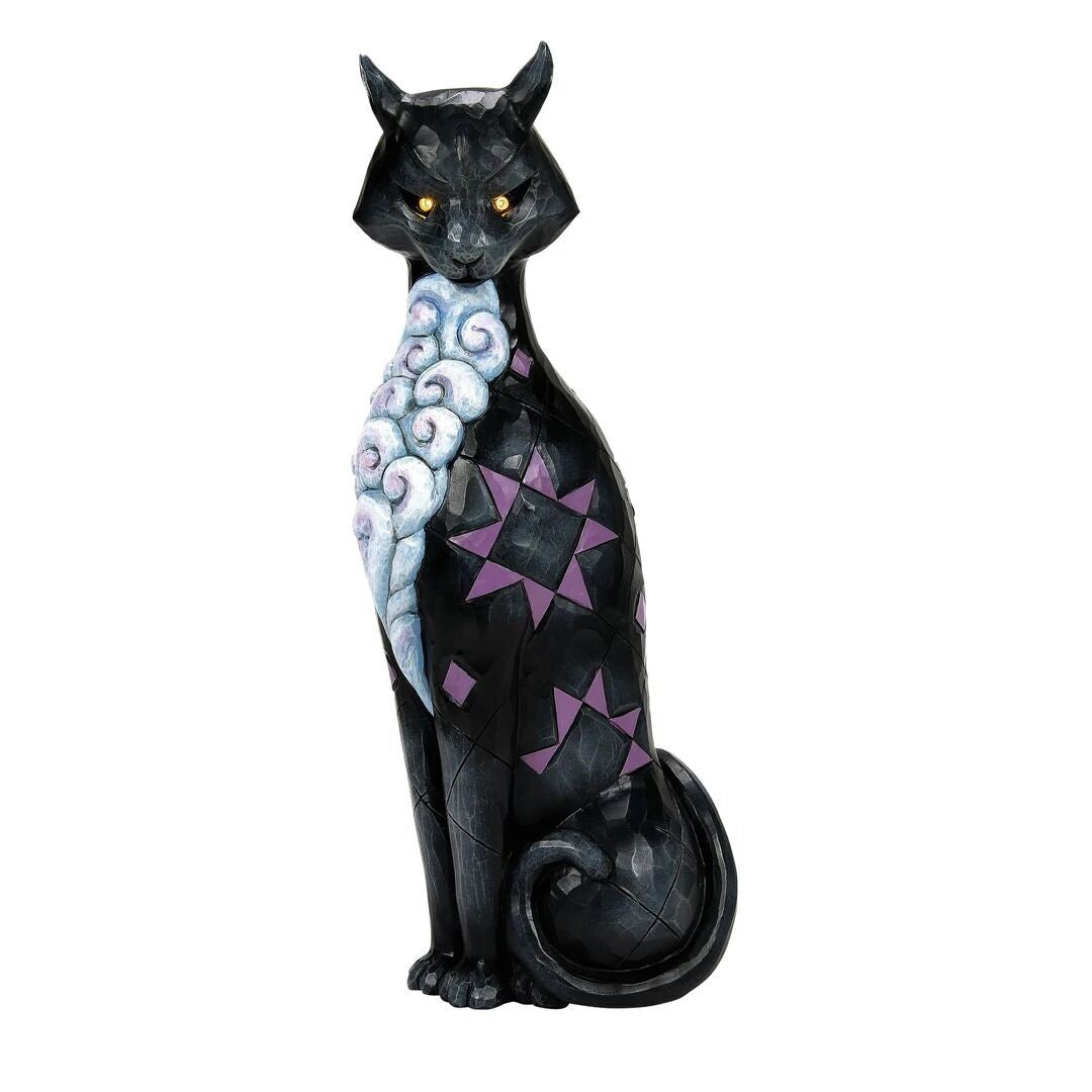 HEARTWOOD CREEK BY JIM SHORE HALLOWEEN BLACK CAT WITH LED GLOW EYES