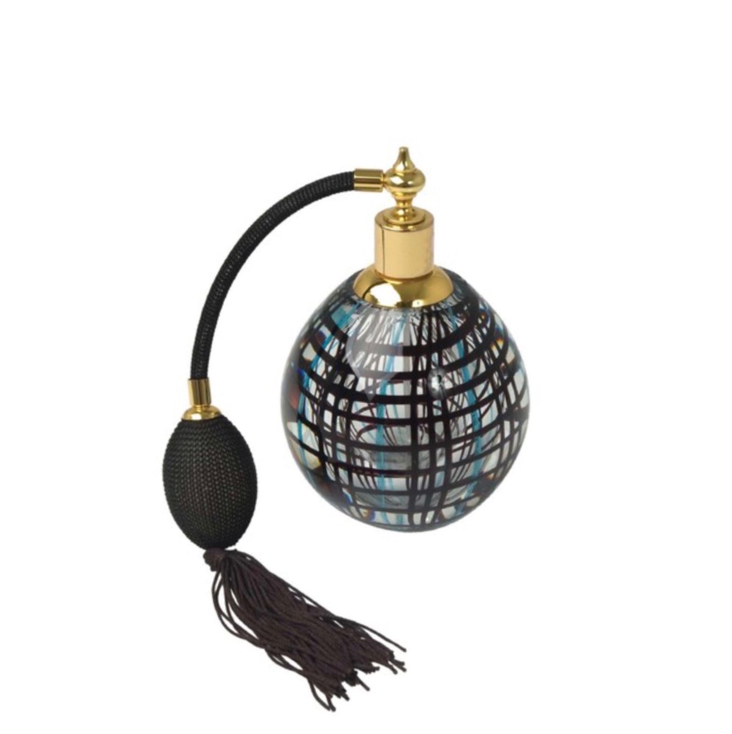 ZIBO ART GLASS PERFUME BOTTLE WITH ATOMISER GRID BLACK