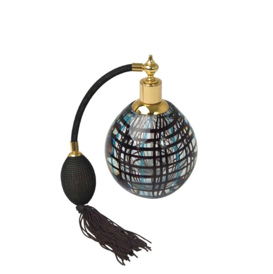 ZIBO ART GLASS PERFUME BOTTLE WITH ATOMISER GRID BLACK