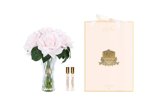 Cote Noire Charente Seven Rose French Pink Cut Glass with Gold Crest