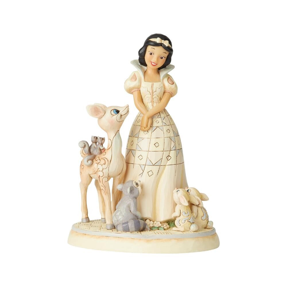 DISNEY TRADITIONS BY JIM SHORE SNOW WHITE WITH ANIMALS WHITE WOODLAND 20CM