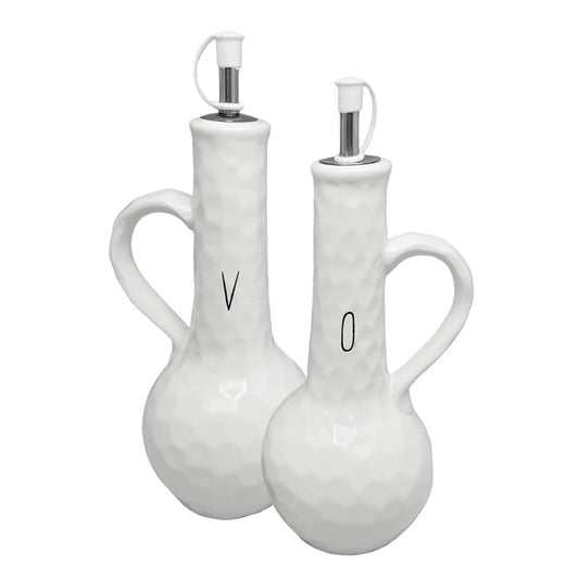 Ceramic Oil & Vinegar Set White Spade Design