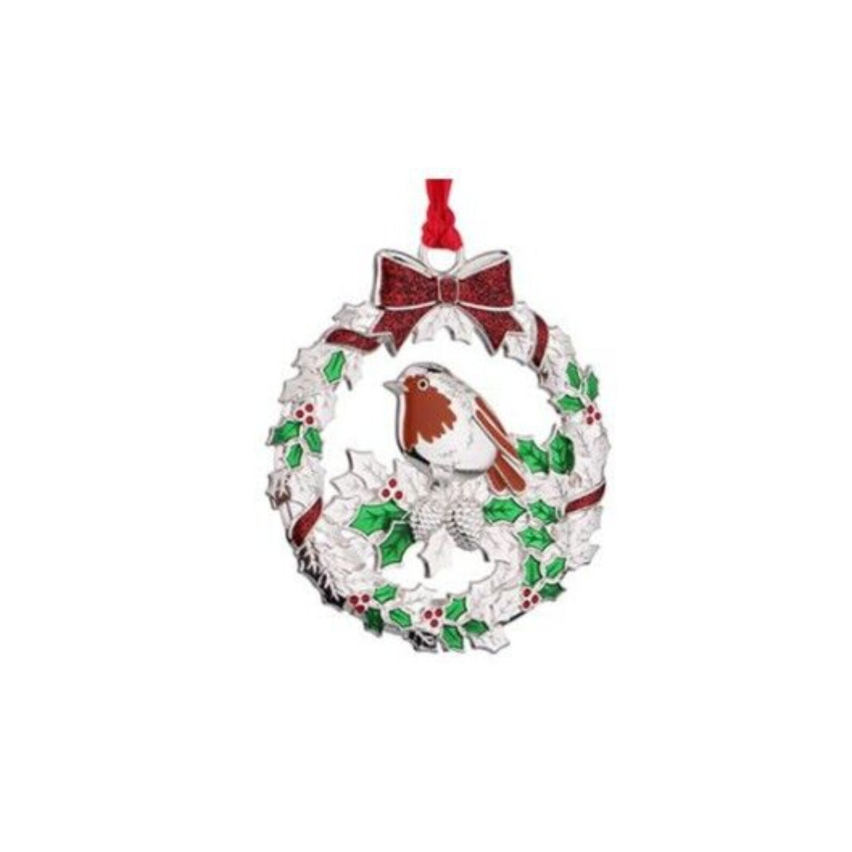 Whitehill Christmas Hanging Ornament Wreath With Robin