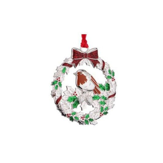 Whitehill Christmas Hanging Ornament Wreath With Robin