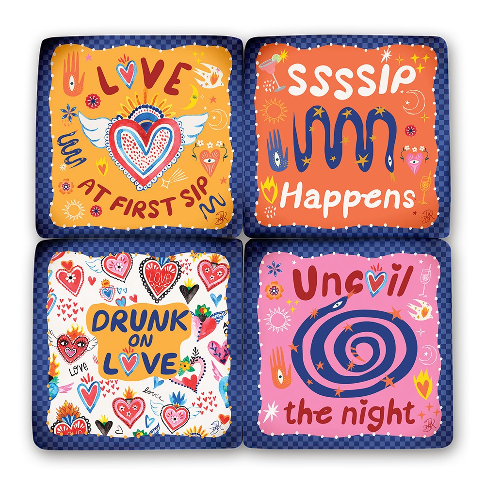 RESIN COASTER SET OF 4 LOVE