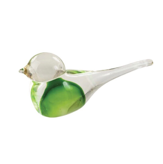 ZIBO ART GLASS GREEN BIRD