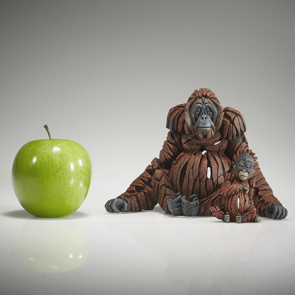 EDGE SCULPTURE MINIATURE ORANGUTAN SET MOTHER & BABY
