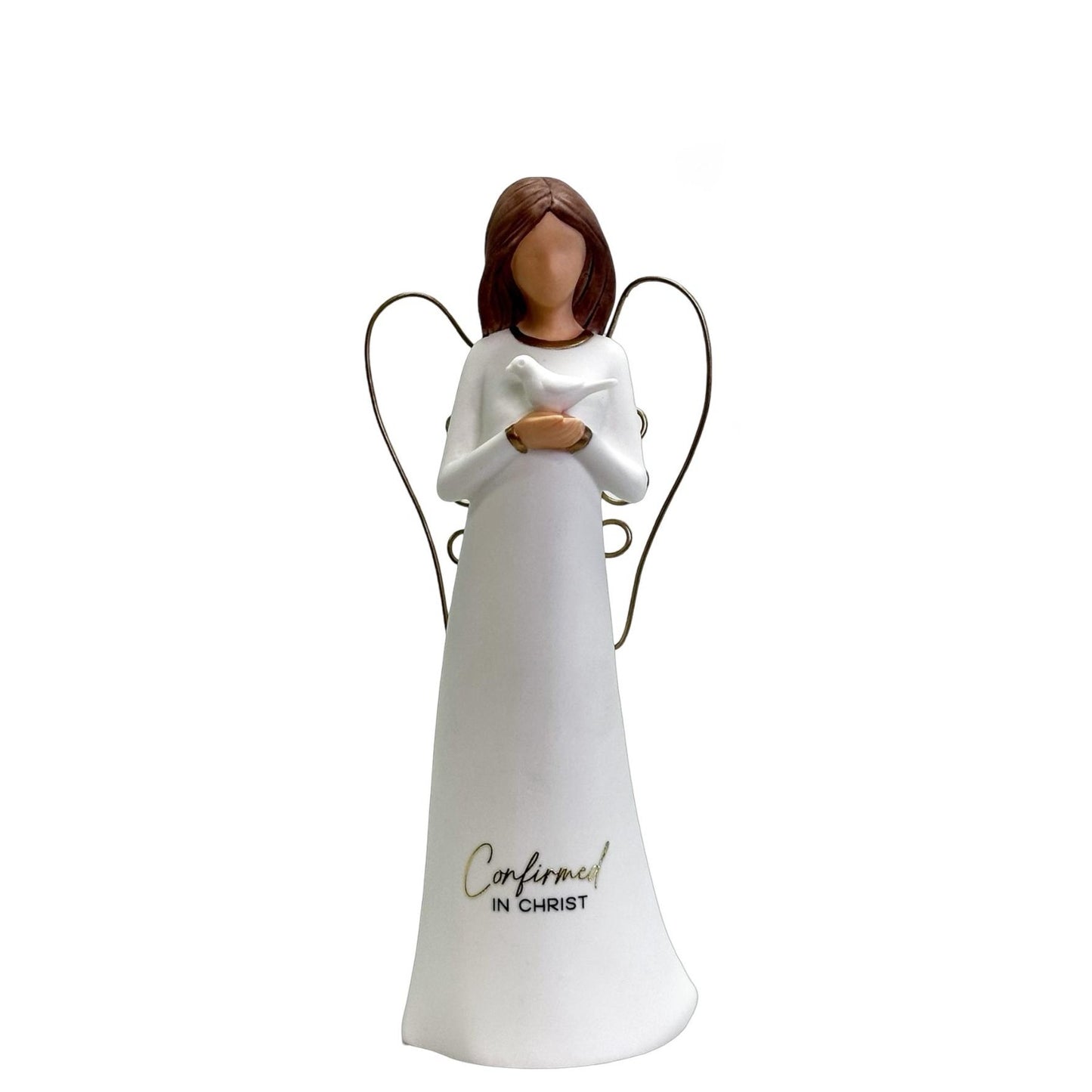 CERAMIC FLOURISH ANGEL WITH WIRE WINGS CONFIRMATION
