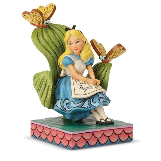 DISNEY TRADITIONS BY JIM SHORE ALICE ON GREEN CHAIR CURIOUSER AND CURIOUSER 13.5CM