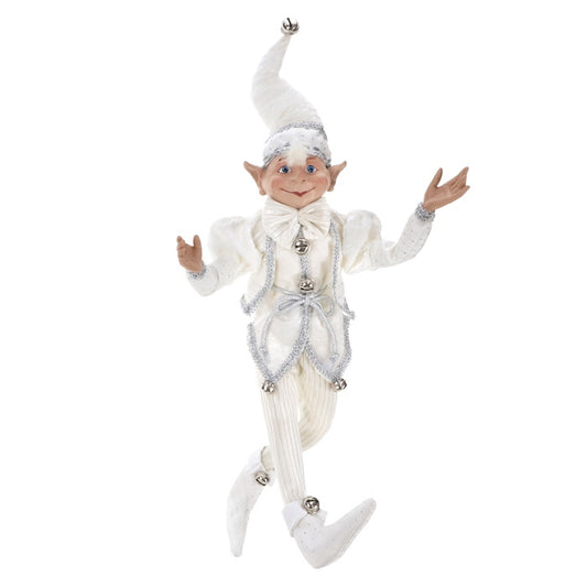 Christmas Posable Fabric Elf White & Silver Large