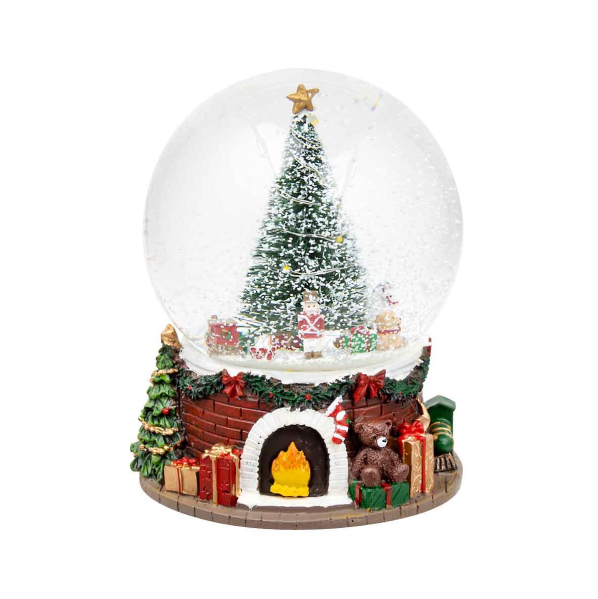 Christmas Snow Globe Tree With Toys LED Wind Up Musical