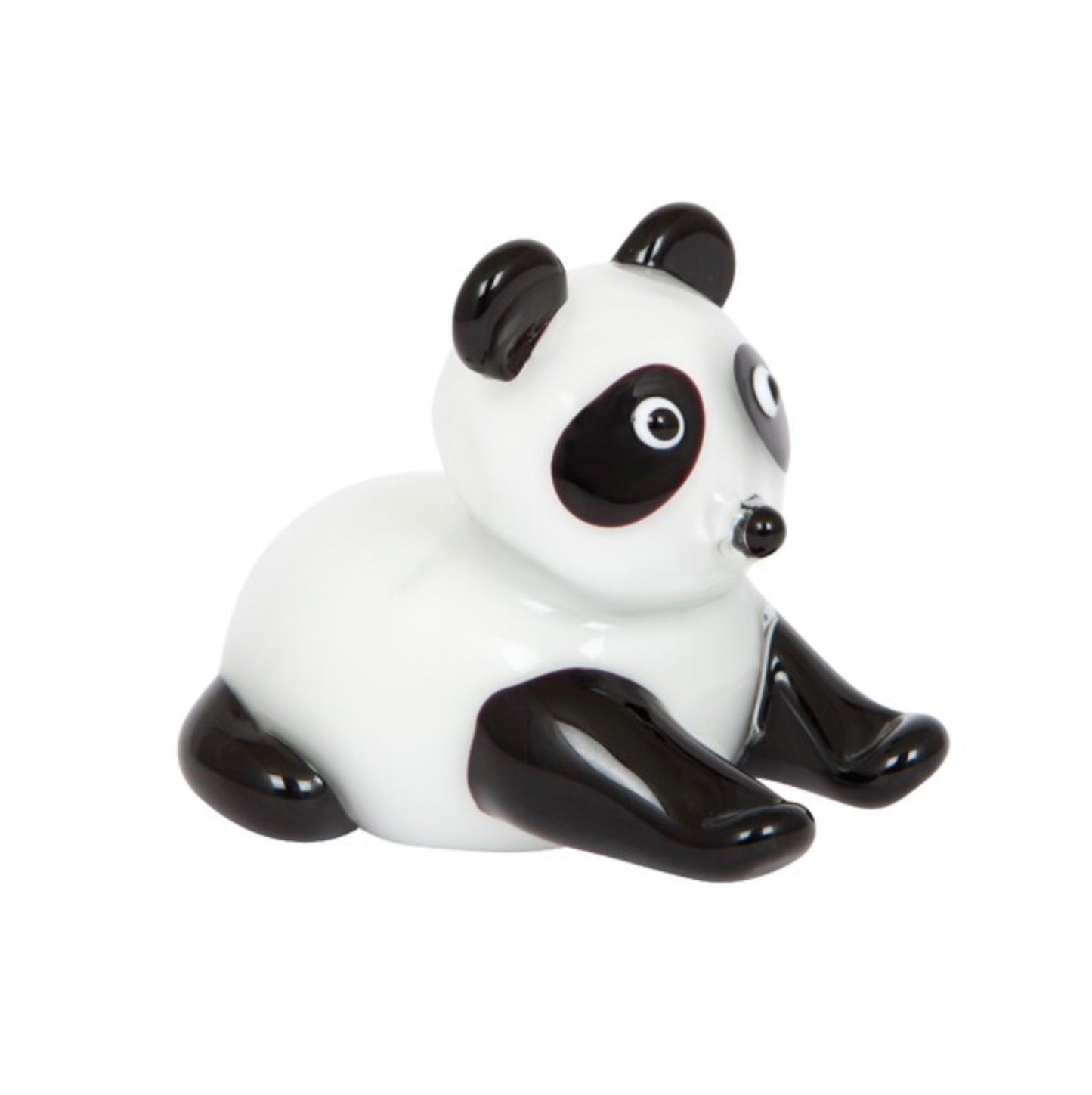 ZIBO ART GLASS PANDA LAYING BEI BEI