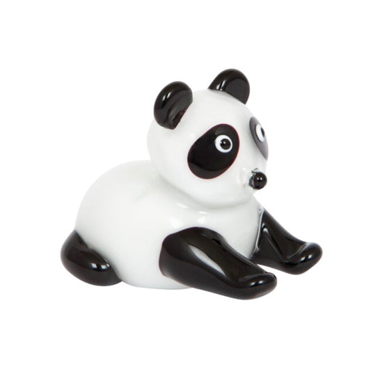 ZIBO ART GLASS PANDA LAYING BEI BEI