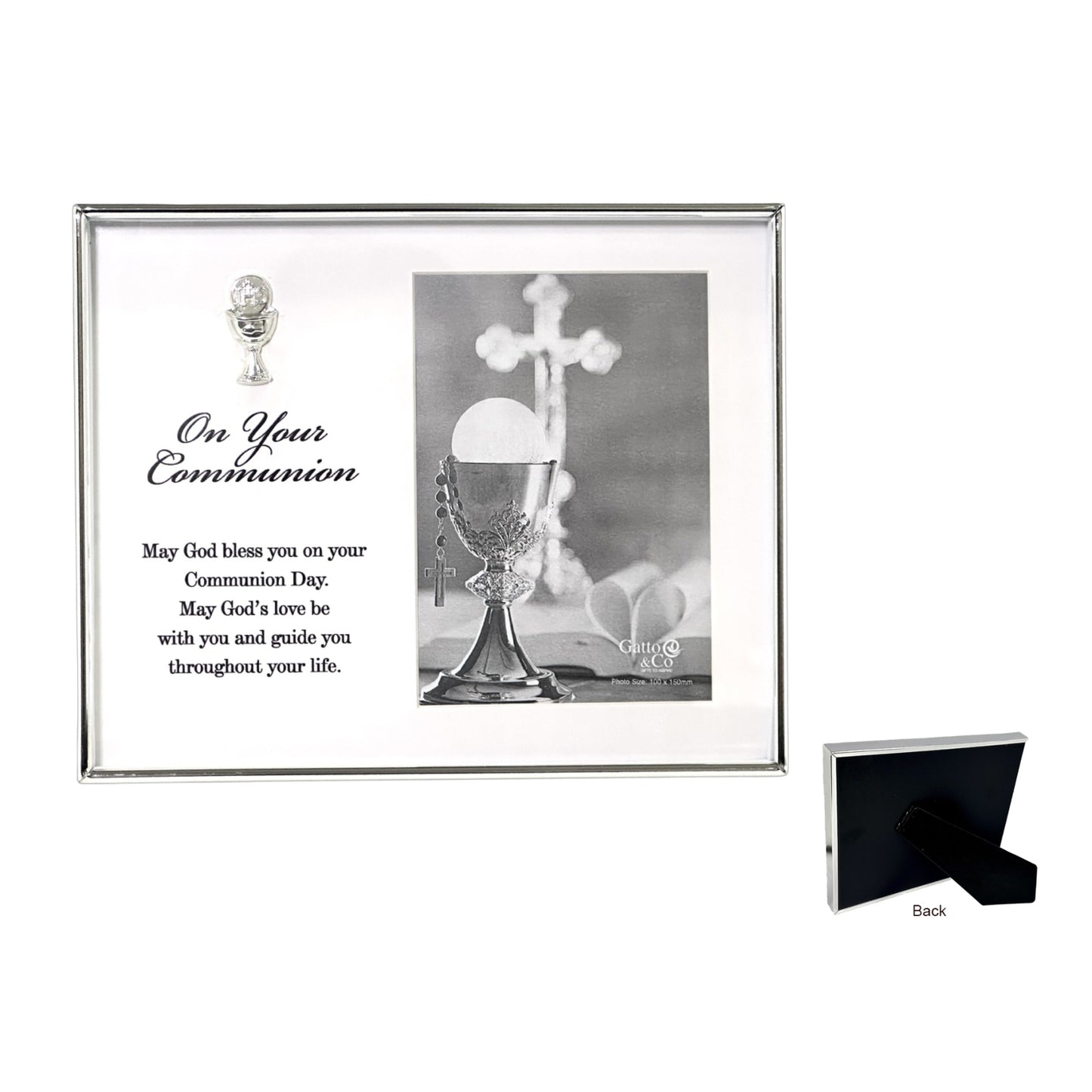 PHOTO FRAME VERSE WITH SILVER MOTIFF COMMUNION