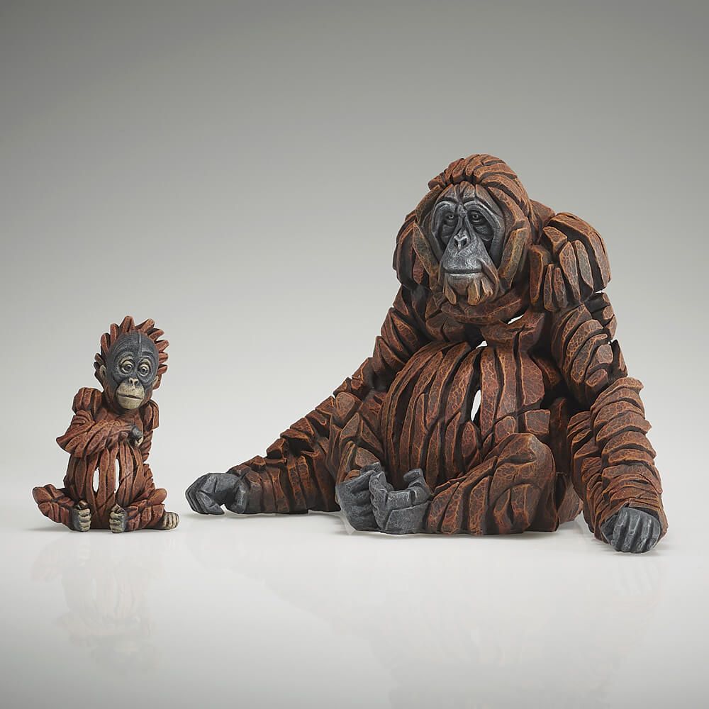 EDGE SCULPTURE MINIATURE ORANGUTAN SET MOTHER & BABY