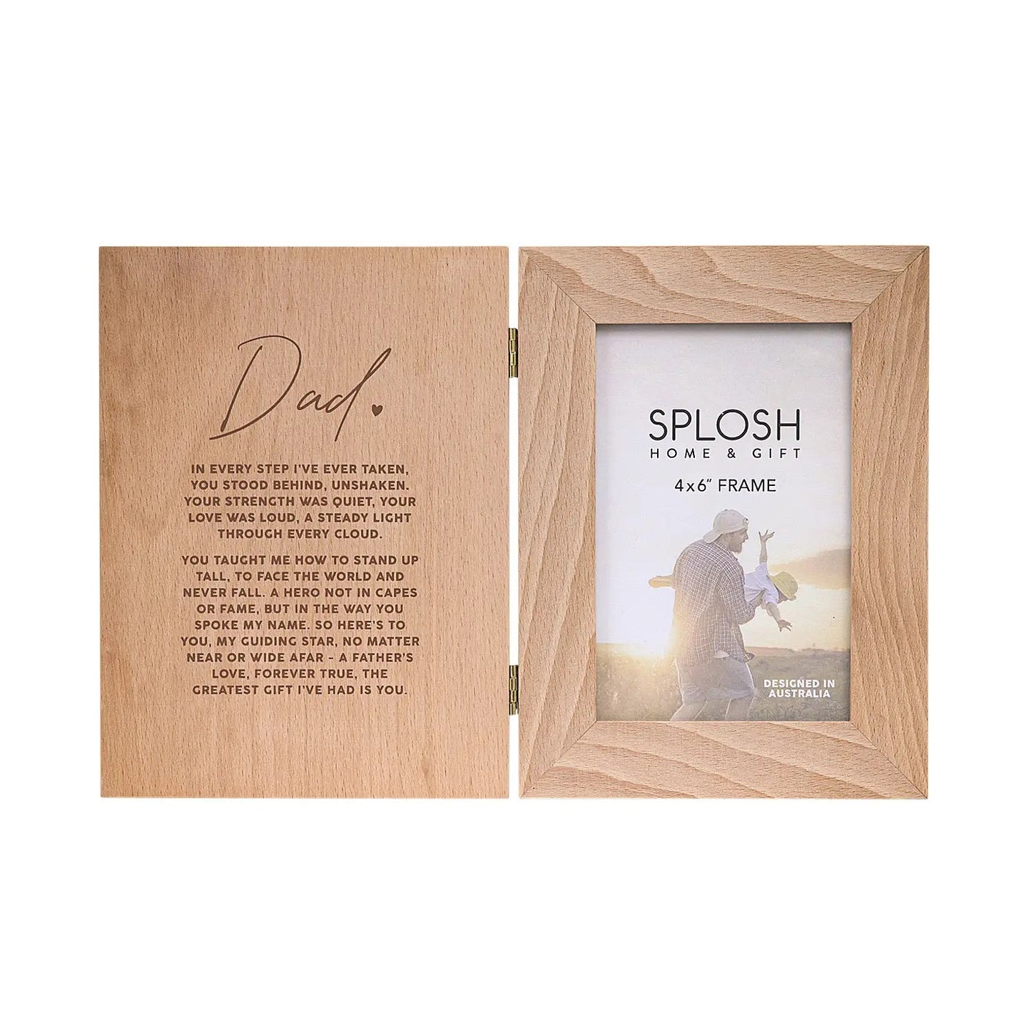 Folding Photo Frame In Wood With Verse For Dad