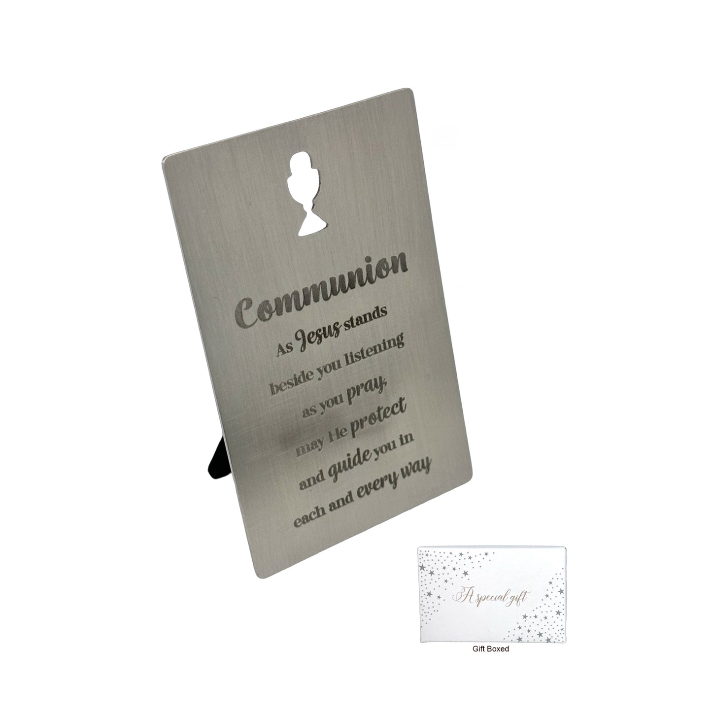 METAL STAINLESS STEEL PLAQUE FIRST COMMUNION