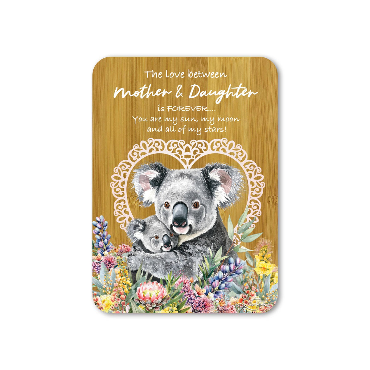 Lisa Pollock Bamboo Verse Plaque Koala Cuddles Mother & Daughter