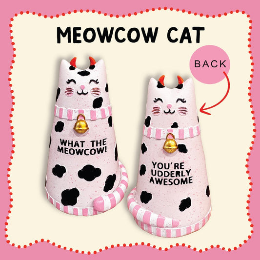 Resin Decor Cat In Gift Box Meowcow Udderly Awesome Design