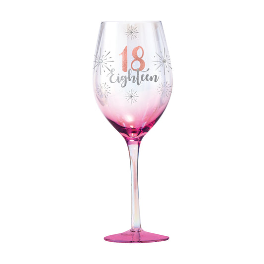 Birthday Stemmed Wine Glass Holographic 18th