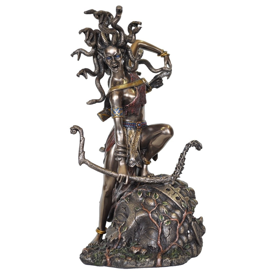 VERONESE DESIGNS BRONZE FIGURINE MEDUSA WITH BOW 27CM