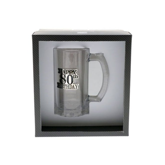 Birthday Beer Stein With Black & Silver Badge 80th