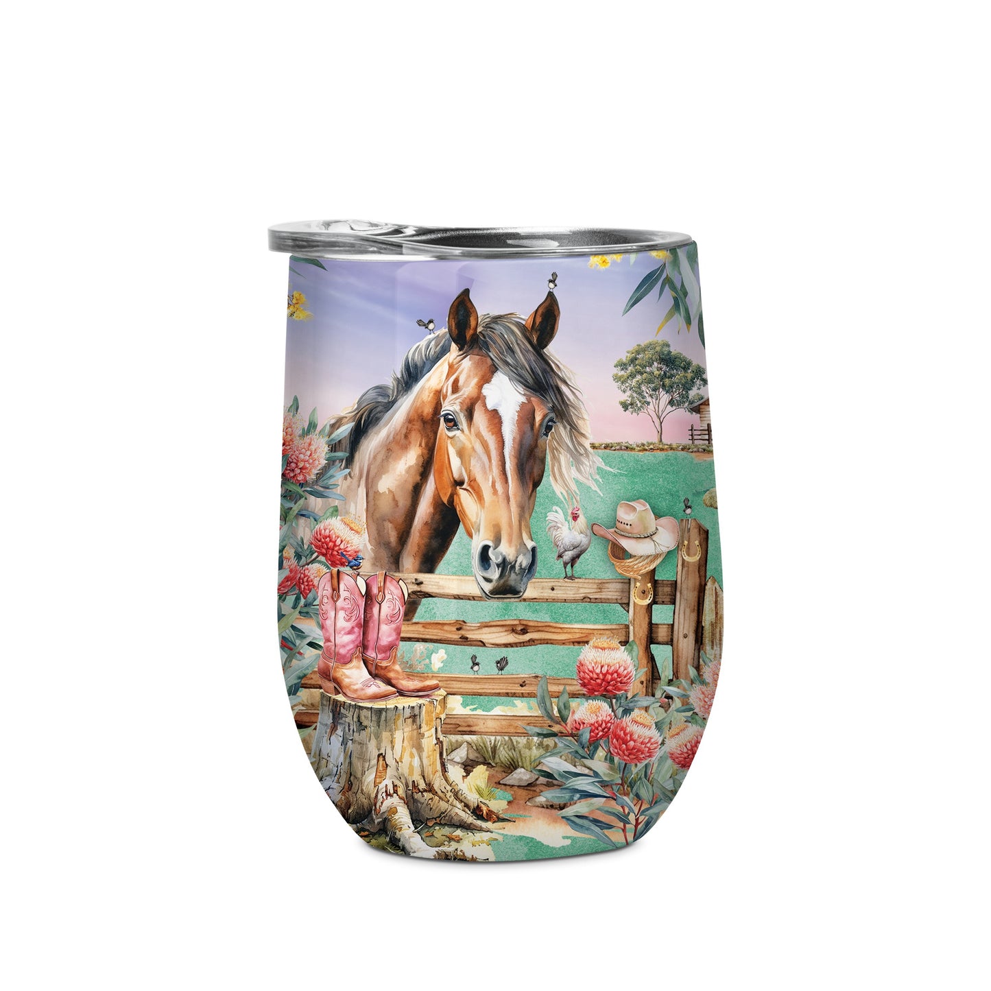 Lisa Pollock Double Wall Stainless Steel Travel Bevvy Country Dusk