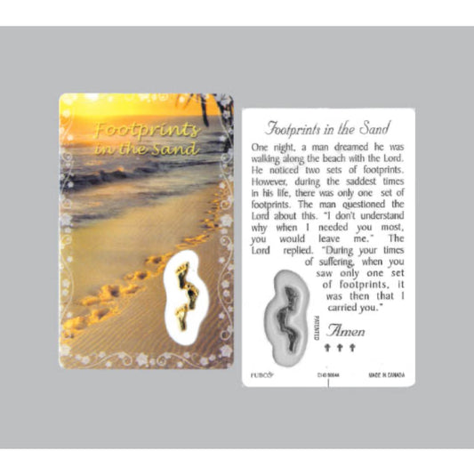 Laminated Window Prayer Card & Charm Footprints