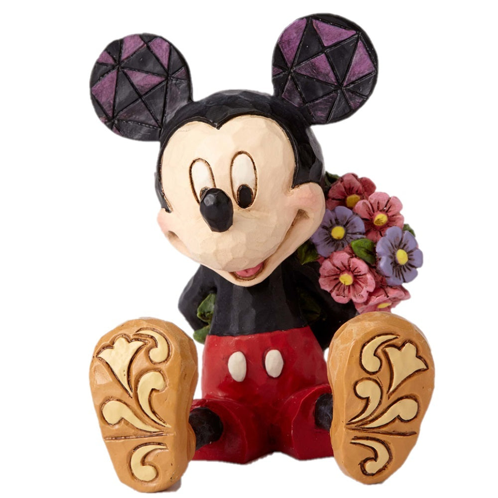 DISNEY TRADITIONS BY JIM SHORE MICKEY MOUSE MINI FIGURINE HOLDING FLOWERS 7CM