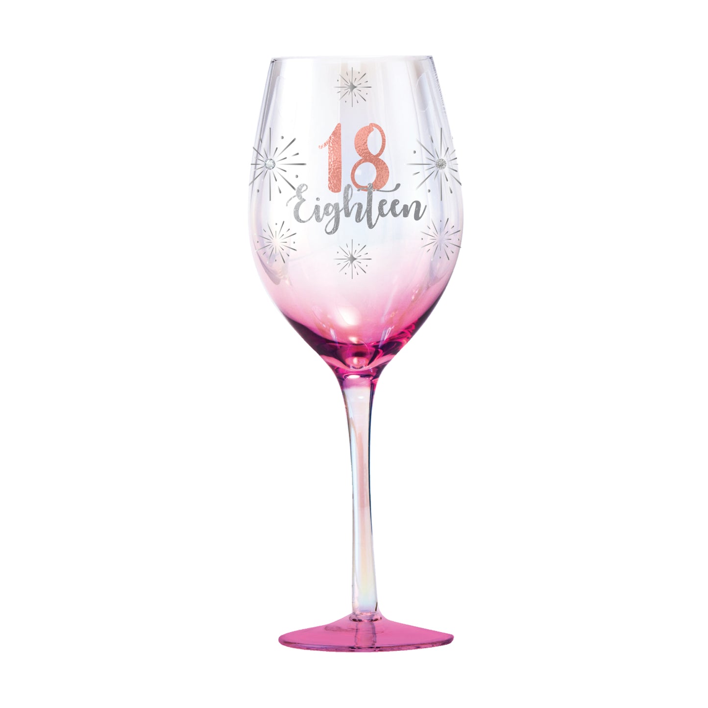 Birthday Stemmed Wine Glass Holographic 18th