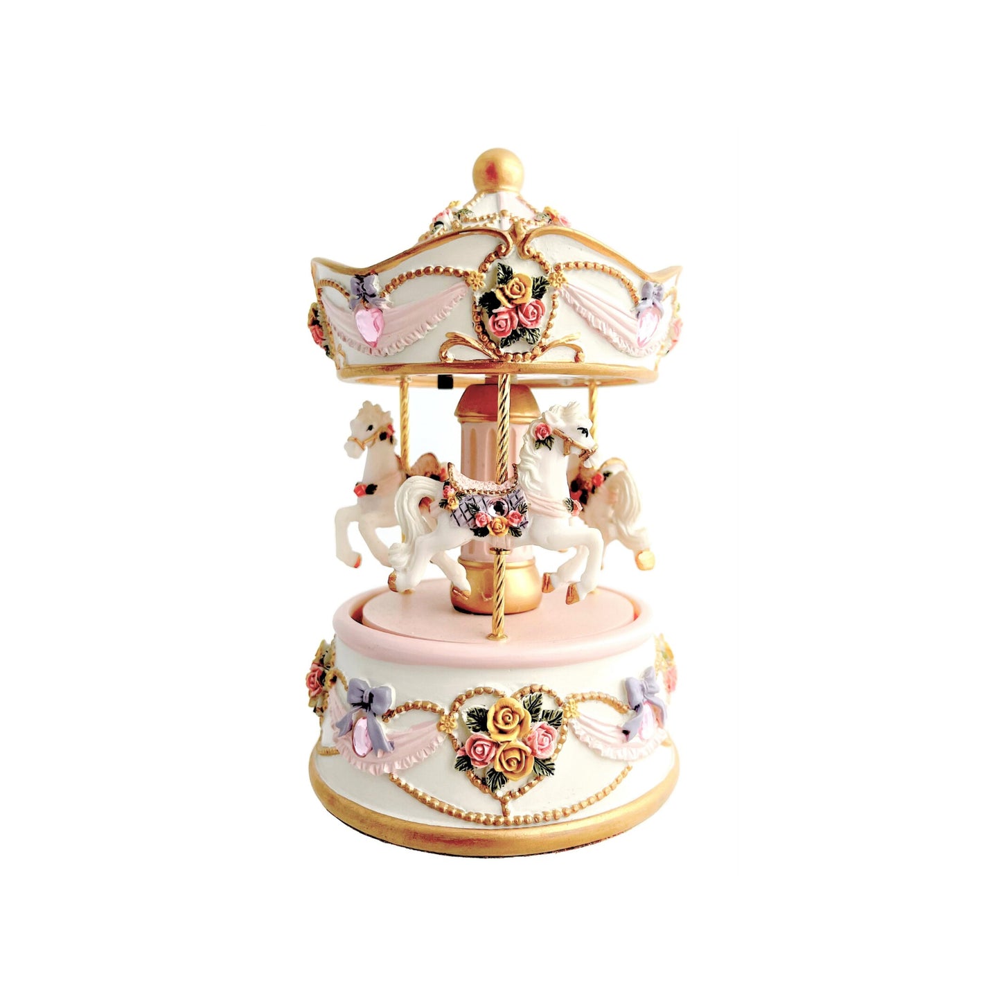 Musical Carousel 3 Horse Rose Petite