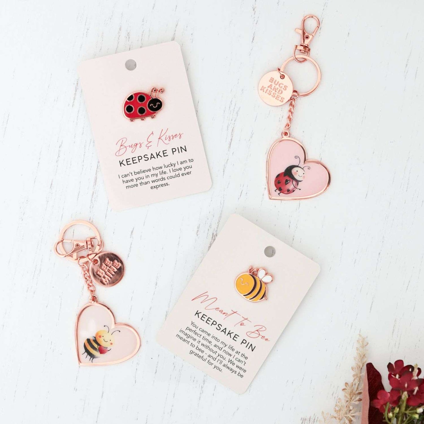 Valentine's Day Ladybug Keyring "Bugs and Kisses"