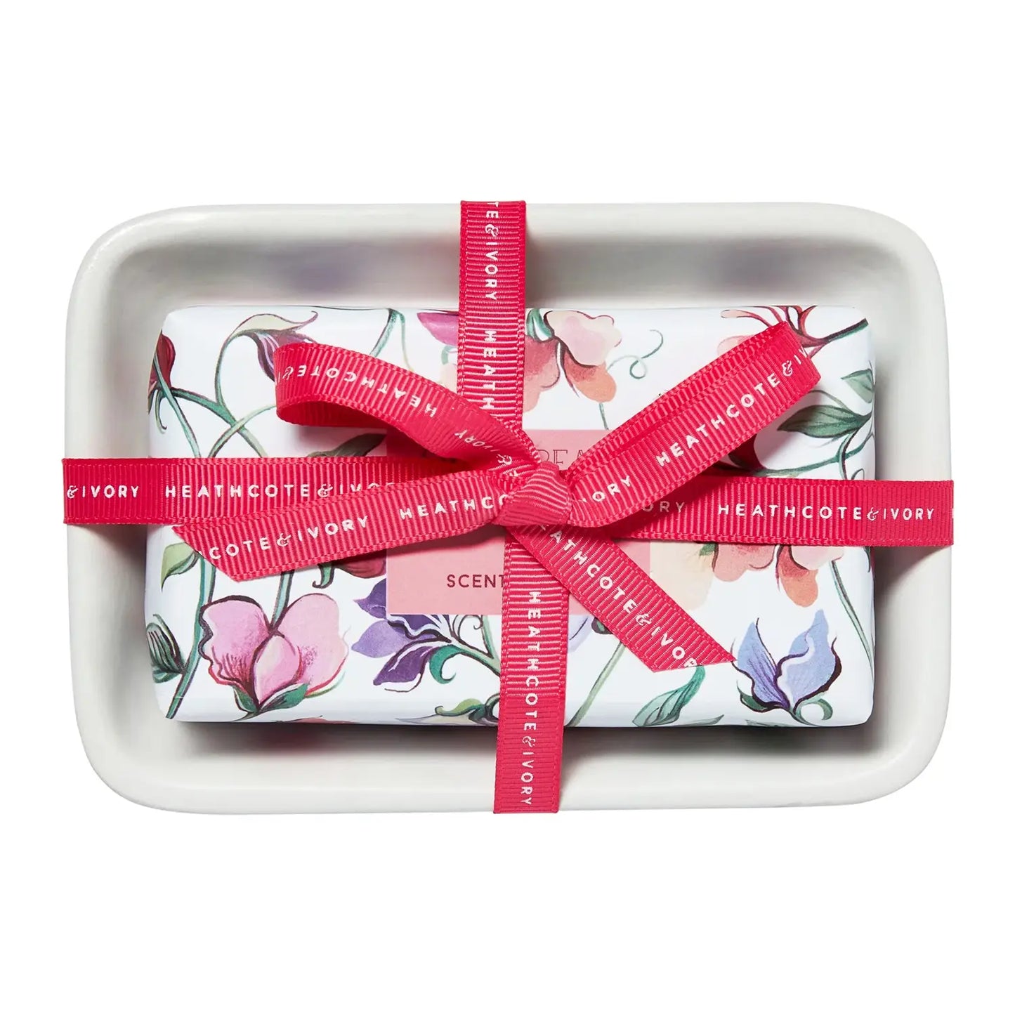 Heathcote & Ivory Sweet Pea & Honeysuckle Scented Soap In Dish