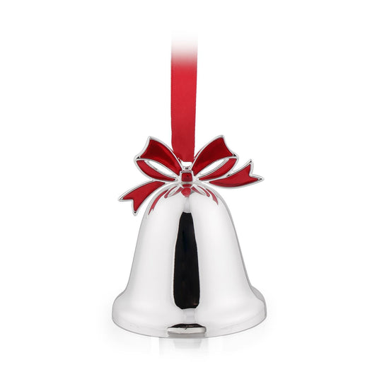 WHITEHILL CHRISTMAS SILVER PLATED BELL WITH BOW HANGING ORNAMENT