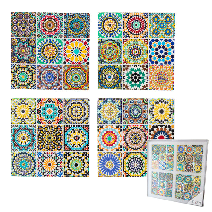 CERAMIC COASTERS SQUARE SET OF 4 HEPBURN