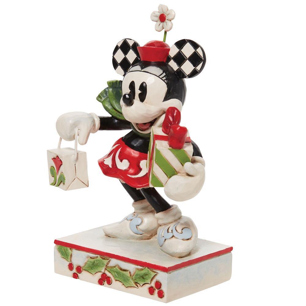 DISNEY TRADITIONS BY JIM SHORE MINNIE WITH BAG & GIFT 13CM