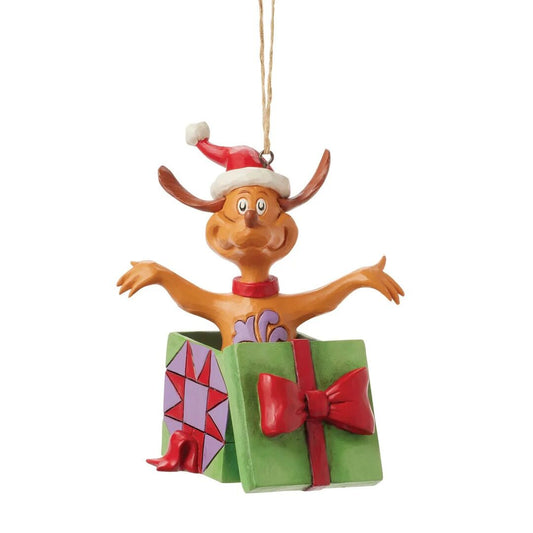 THE GRINCH BY JIM SHORE HANGING ORNAMENT MAX IN PRESENT 10CM