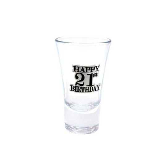 Birthday Shot Glass With Badge 21st