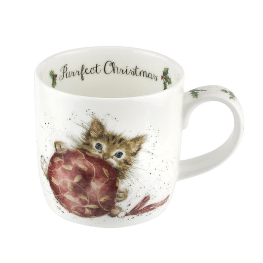 Royal Worcester Wrendale Designs Mug Purrfect Christmas Kitten