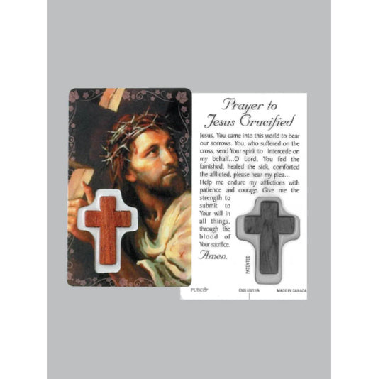 Laminated Window Prayer Card & Charm Face Of Christ Jesus Crucified Prayer