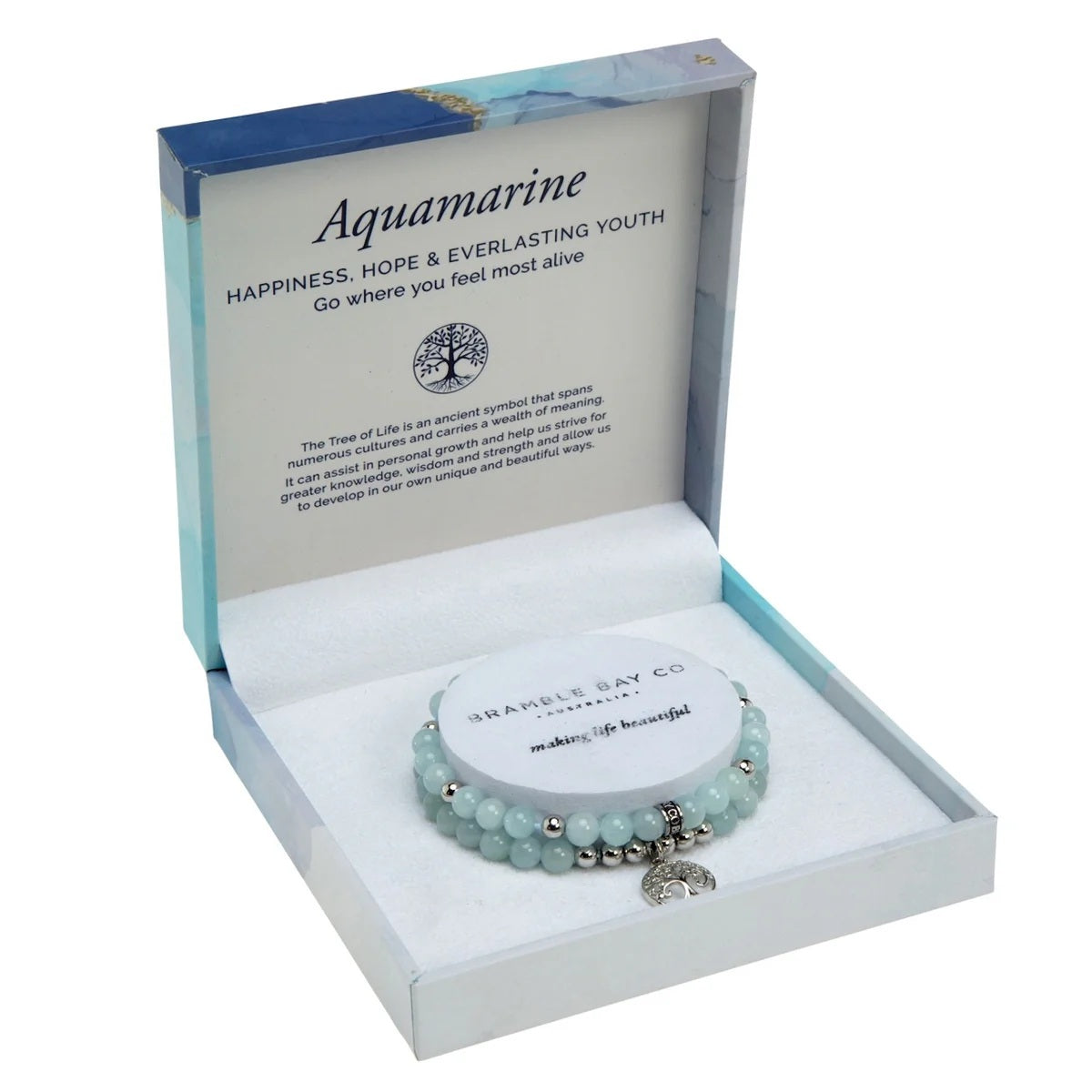 Bramble Bay Duo Bracelet Set Aquamarine Rhodium