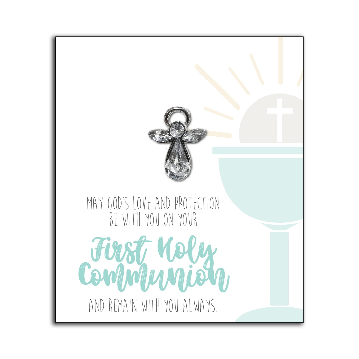 ANGEL PIN SILVER CRYSTAL COMMUNION ALWAYS WITH YOU