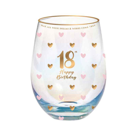 STEMLESS WINE GLASS SWEET HEART 18TH BIRTHDAY