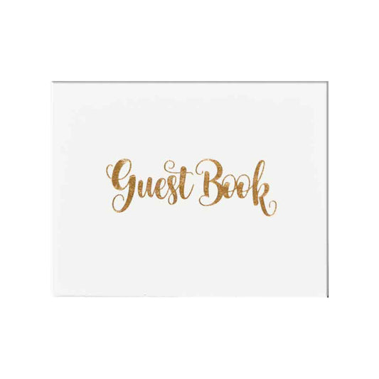 GUEST BOOK WHITE WITH ROSE GOLD TEXT