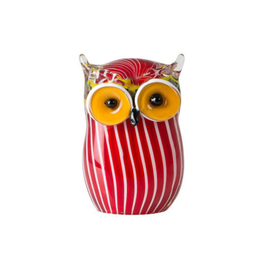 ZIBO ART GLASS OWL NINOX RED