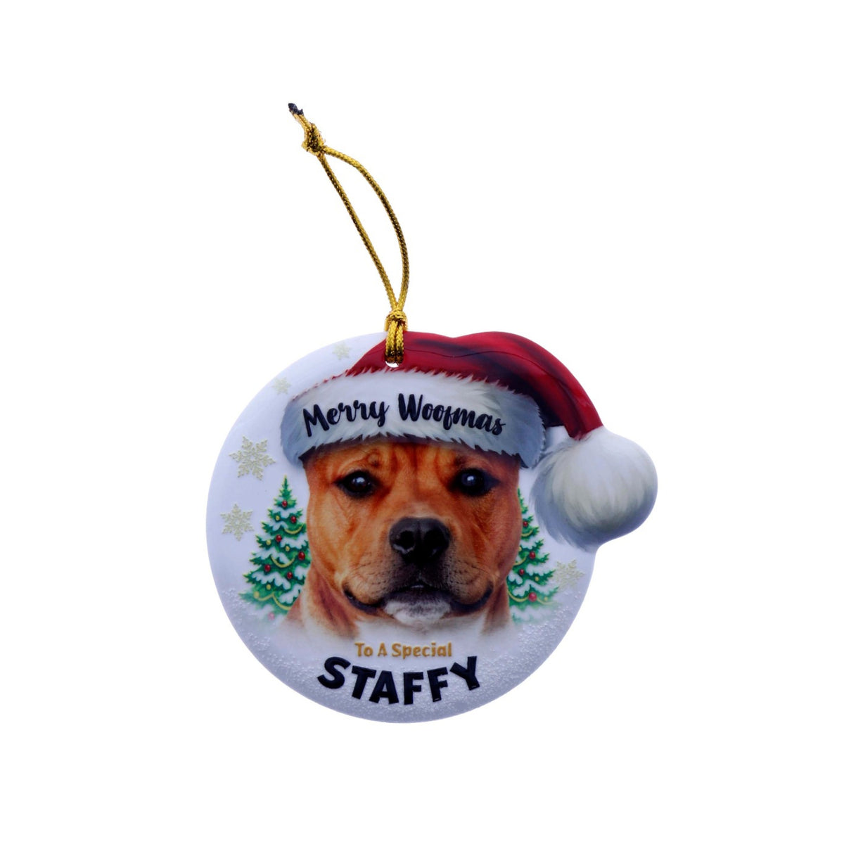 Christmas Sentiment Ceramic Plaque Dog Staffy