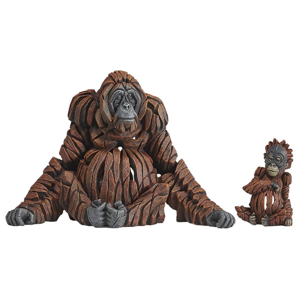 EDGE SCULPTURE MINIATURE ORANGUTAN SET MOTHER & BABY