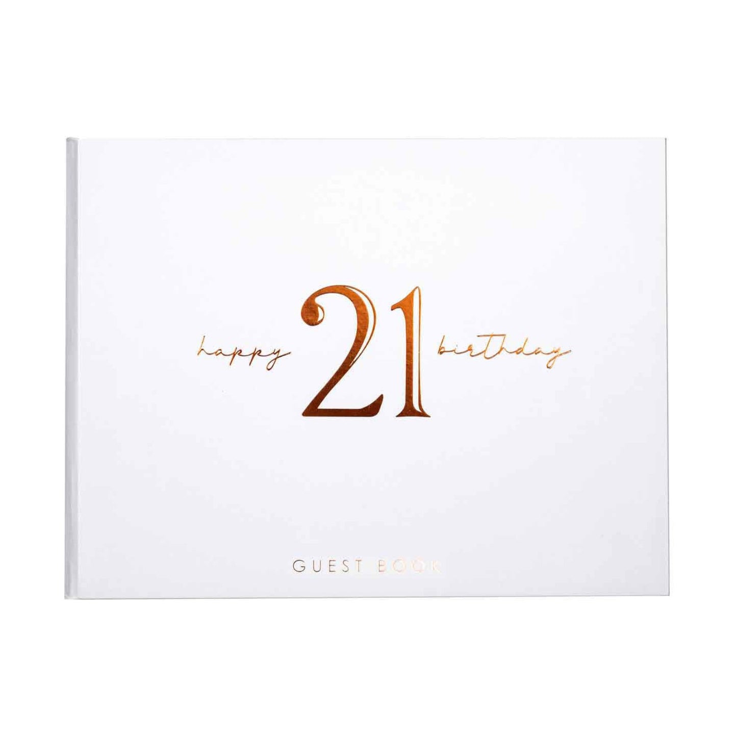 GUEST BOOK ROSE GOLD WRITING ON WHITE 21ST