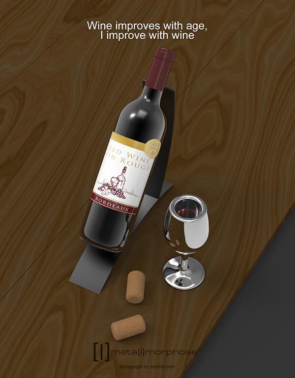 METALMORPHOSE KEYCHAIN RED WINE & GLASS